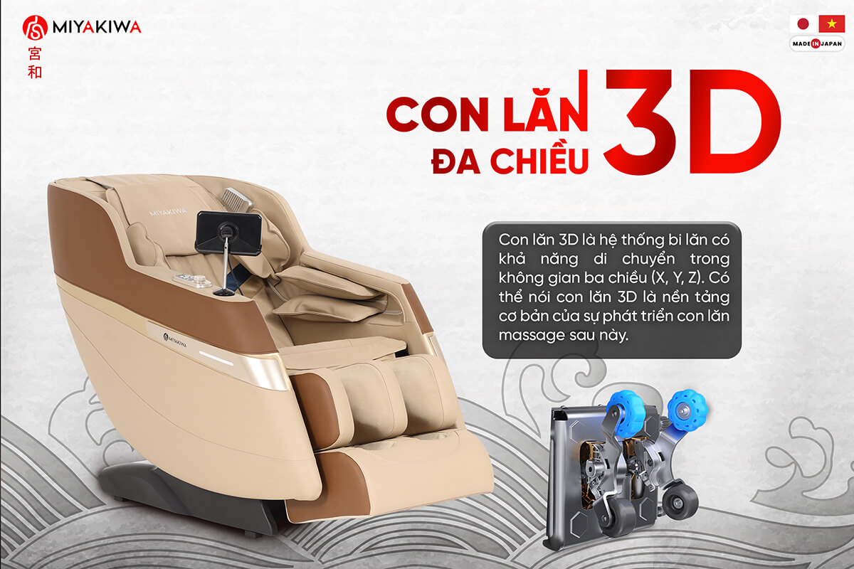 con lăn massage 3d của ghế massage miyakiwa