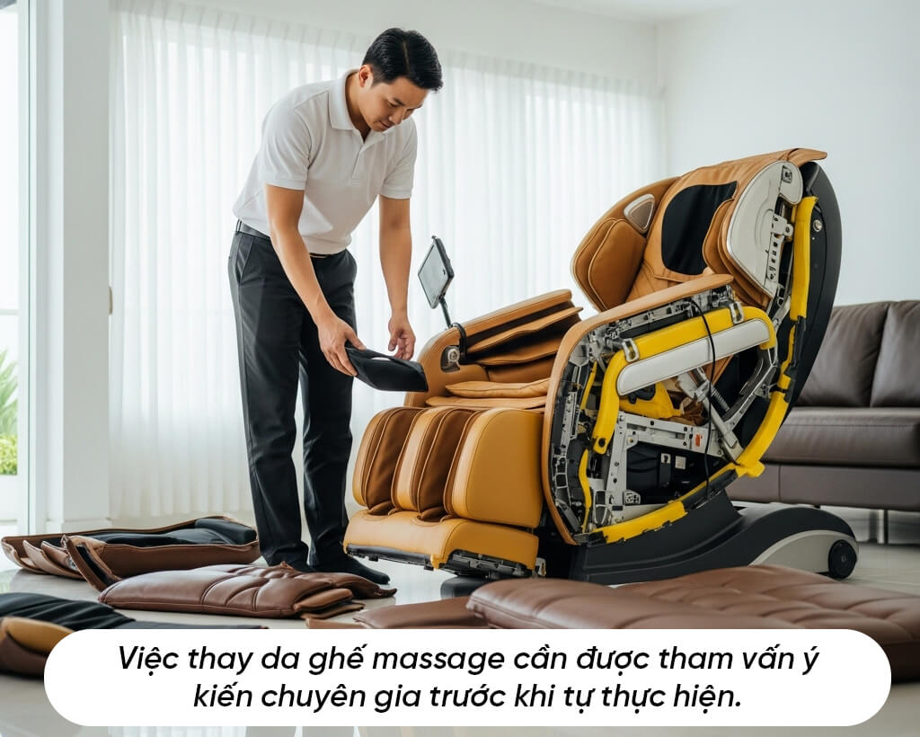thay da ghế massage tại nhà