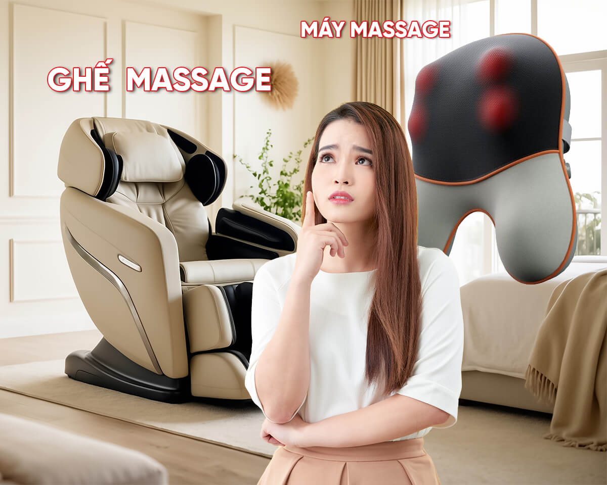 so sánh ghế massage với máy massage lưng