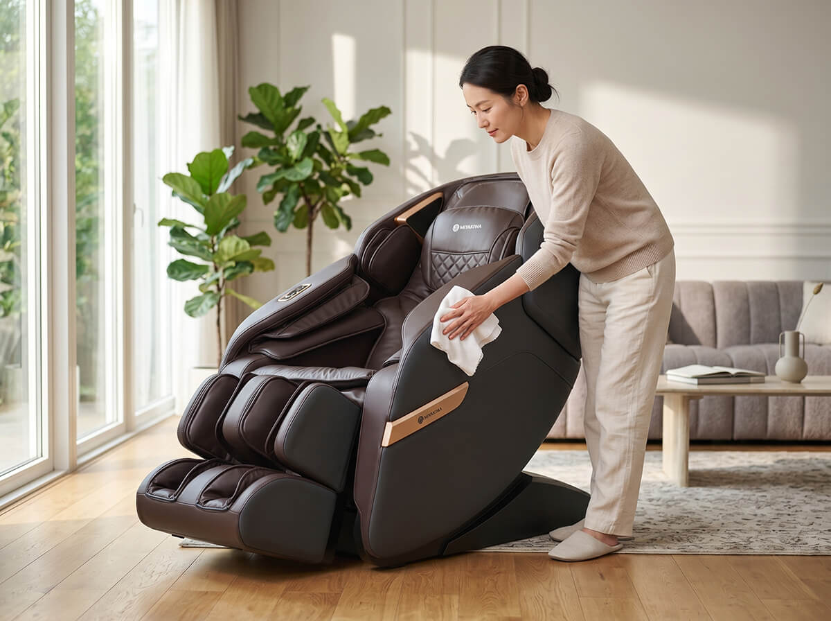Vệ sinh da ghế massage ra sao để không bị bong tróc?