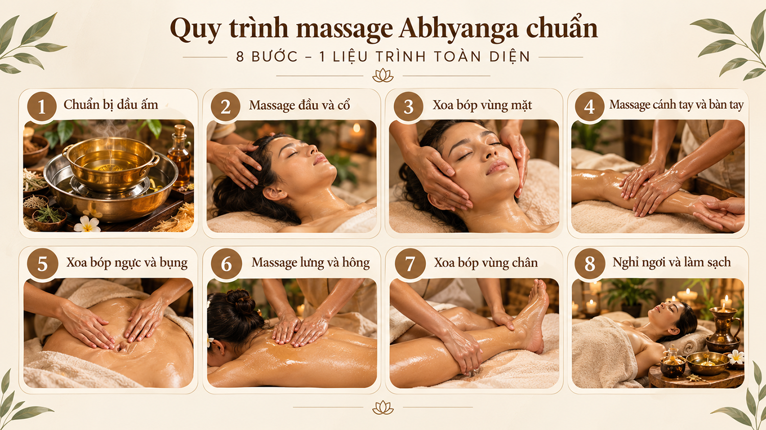 Quy trình thực hiện massage Abhyanga chuẩn gồm những bước nào?